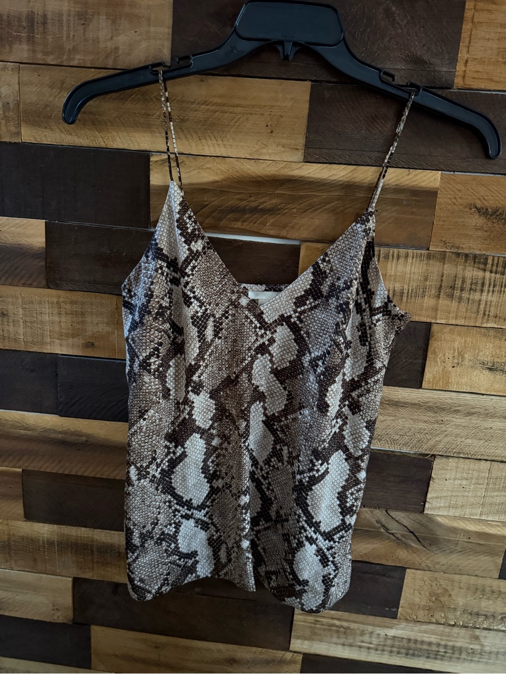 H&M Womens Snake Animal Print Satin V-Neck Spaghetti Strap Cami Top Size 4